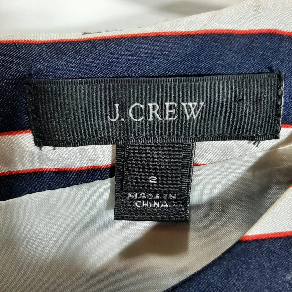 J. Crew navy stripe silk dress 2 - Picture 4 of 13